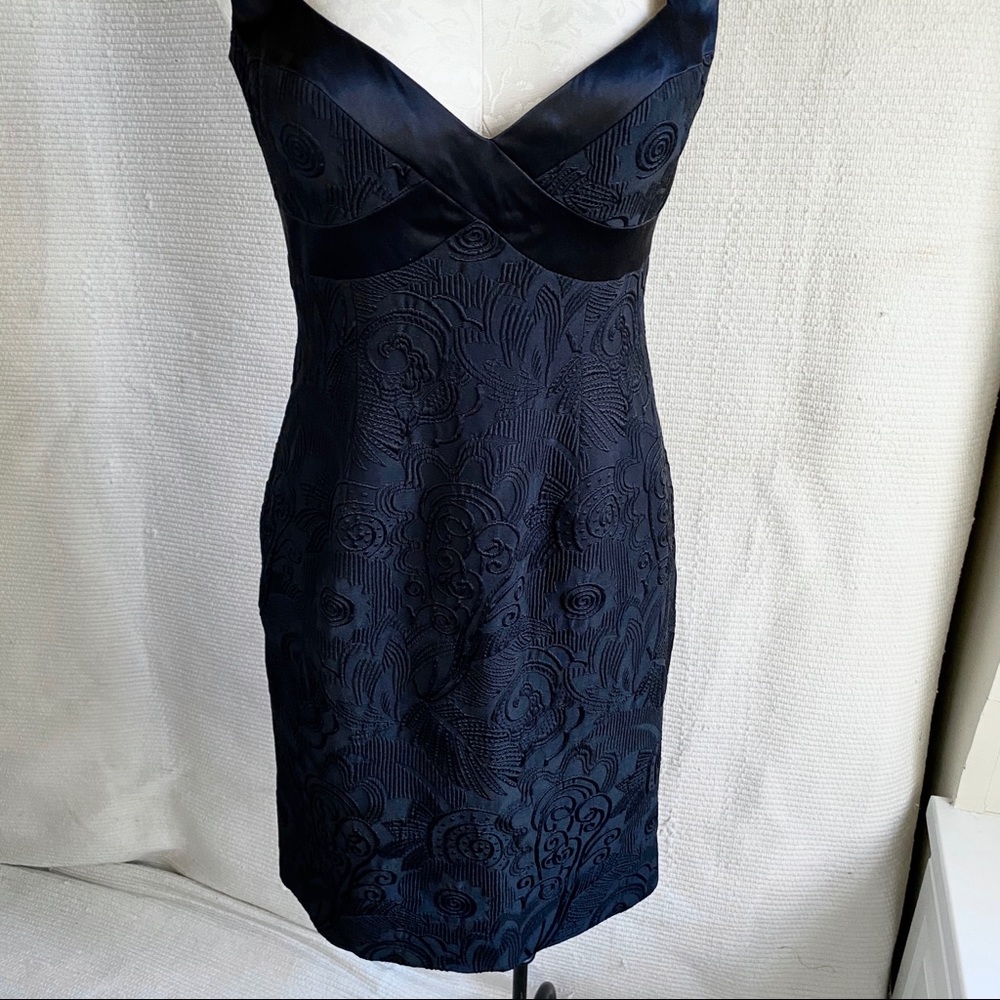 Vintage 90s M Textured Print Cocktail Dress LBD - Picture 5 of 8